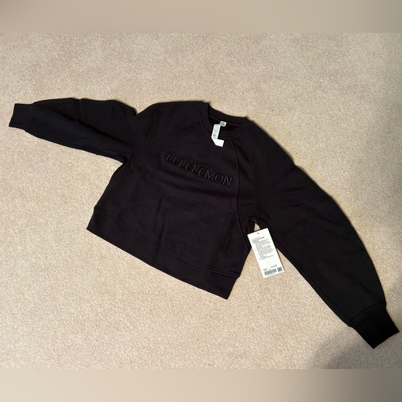 NWT Lululemon Scuba Oversized Pullover Wordmark Black xs/s - Picture 3 of 5